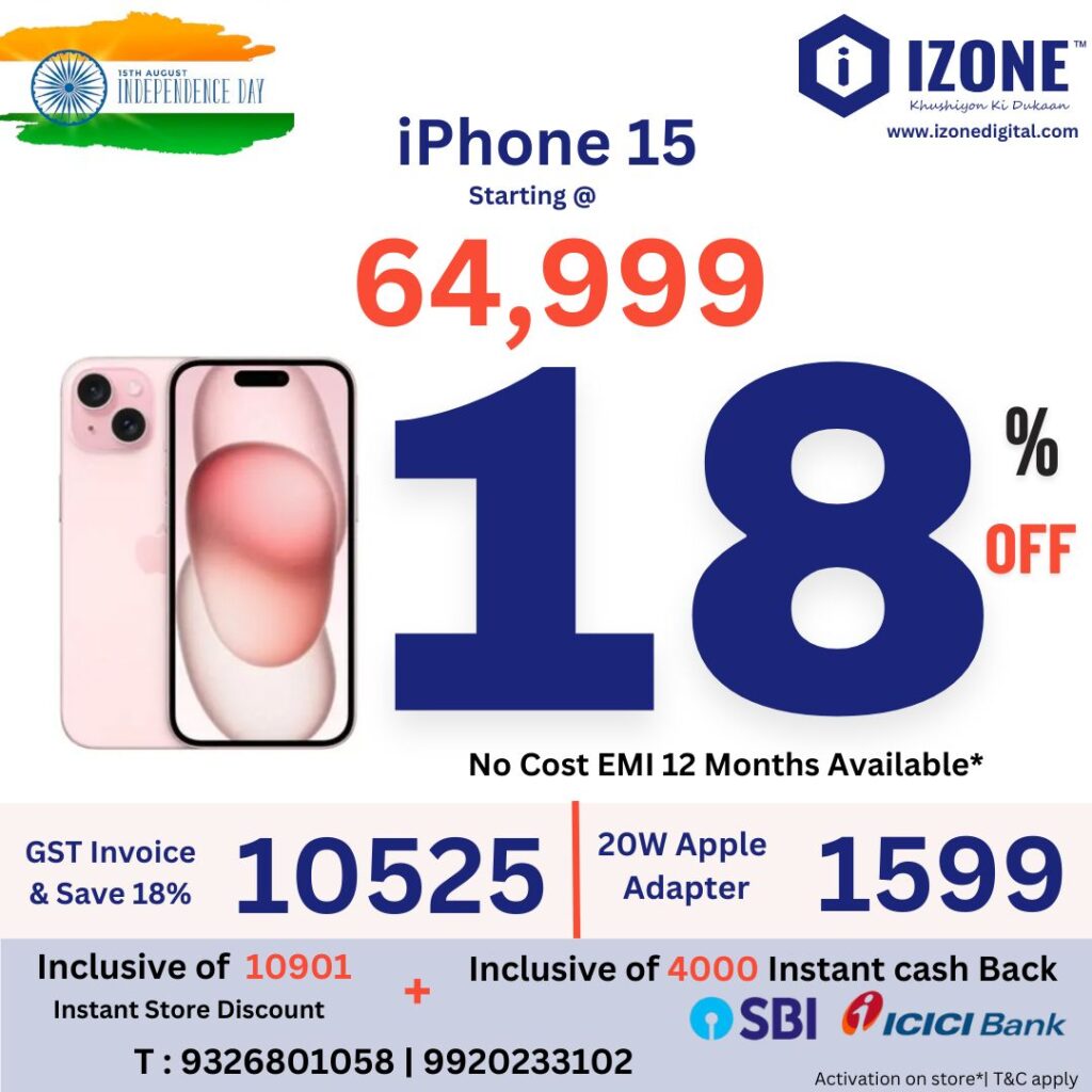 Apple iPhone 15 Online in India at Best Price - izone Digital