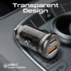 Promate 65W RapidCharger Transparent Mini Car Charger